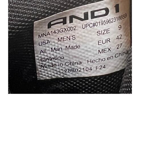 AND1 Backcut Black Basketball High-Top Sneaker Mens 9 - Picture 7 of 7